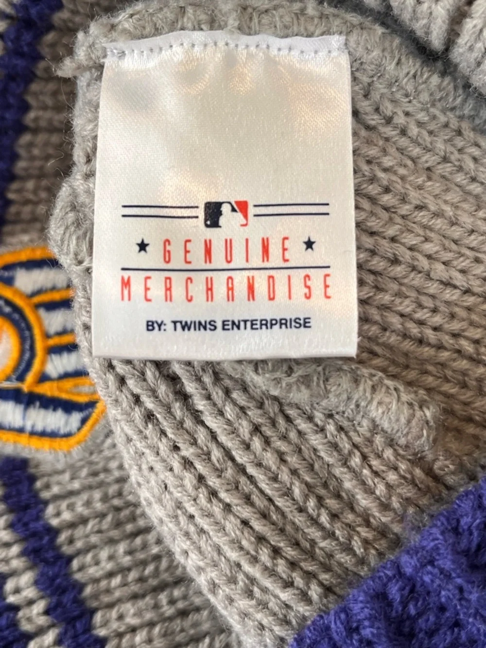 Vintage MLB Milwaukee Brewer Gray and Blue Ribbed Knit Beanie with Visor